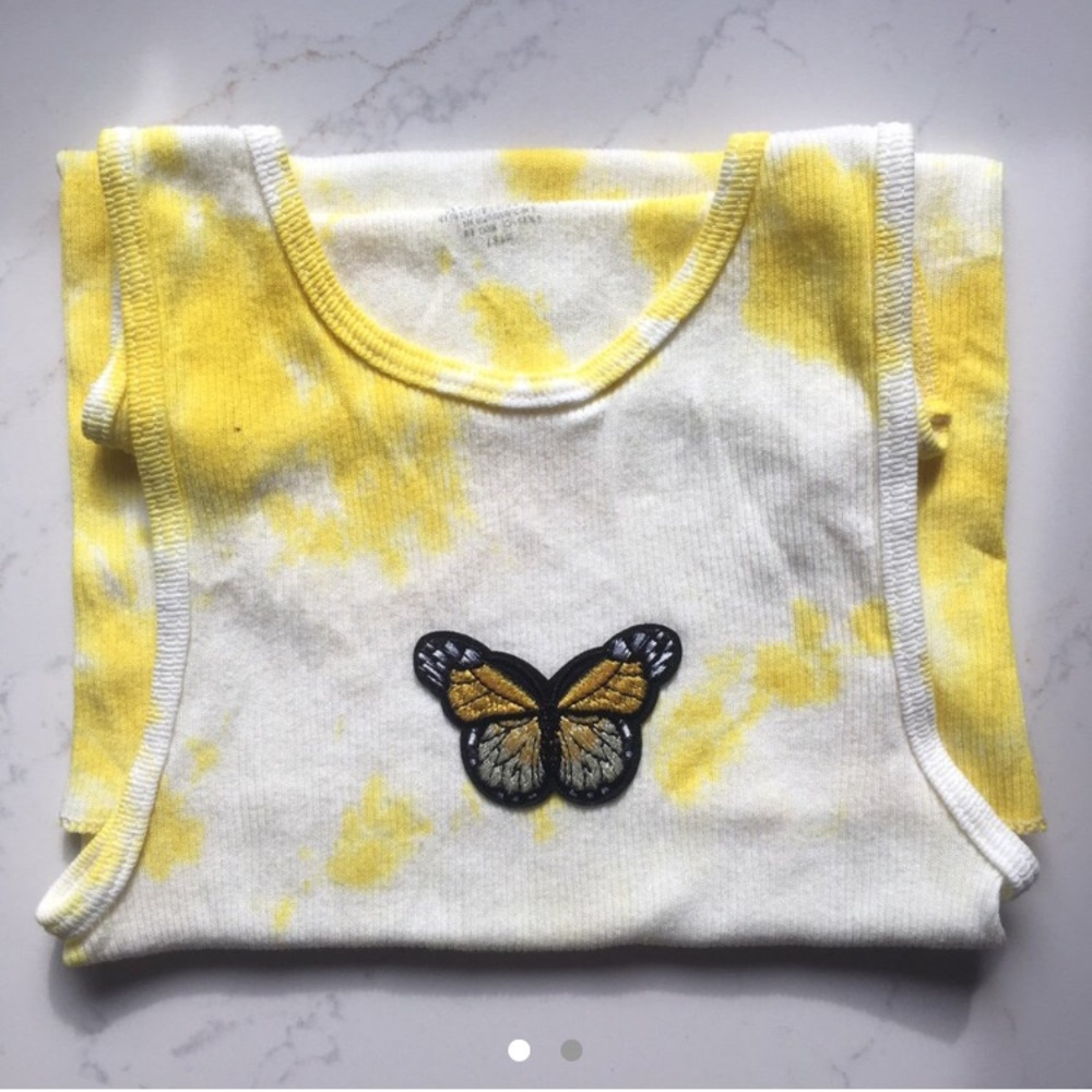 y2k handmade custom made tie dye yellow top